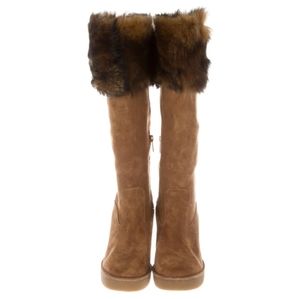 UGG Suede Faux Fur Trim Boots Size: 7